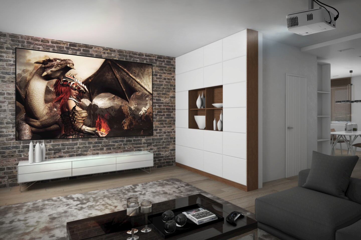 There's a Wall Color mode where the thrown image can be adjusted depending on the color of the wall, though you will need a screen if your wall is natural brick