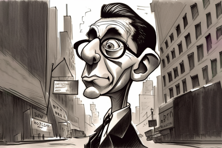 This caricature was never printed in the New Yorker. But it sure looks like it could've been.