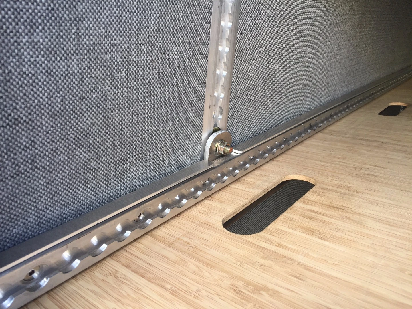 Adventure Wagon's L-track makes it easy to mount and adjust camper van furniture and accessories