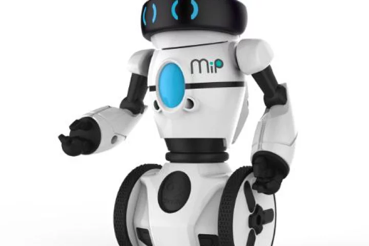 MiP balances on two wheels, using the mobile inverted pendulum principle