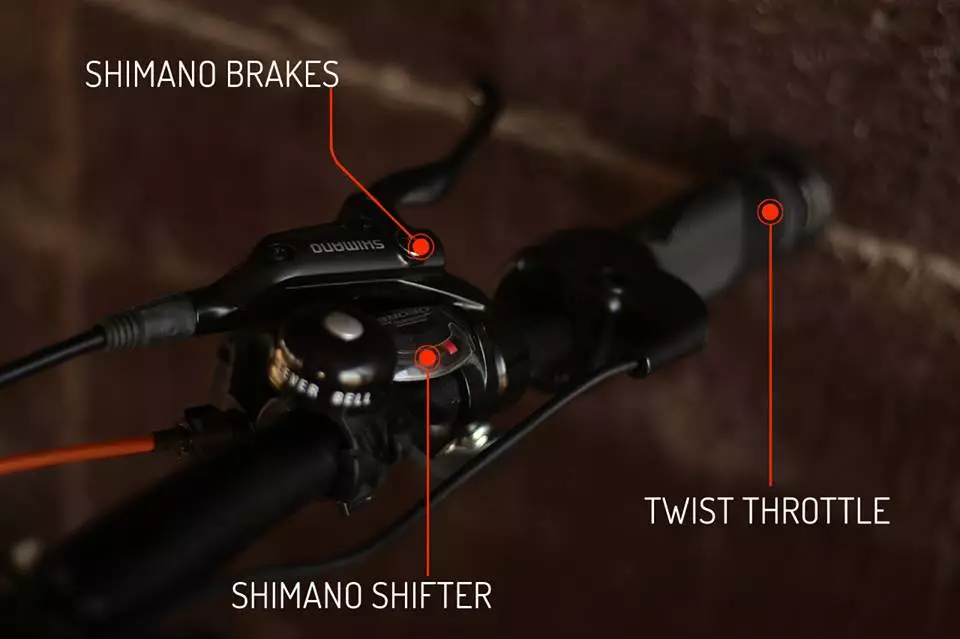 Nireeka carbon e-bike: Shimano brakes and a twist throttle (Homie version only)