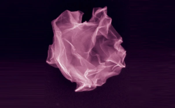 A crumpled graphene ball created by Northwestern University researchers inspired by a trash can full of crumpled-up papers