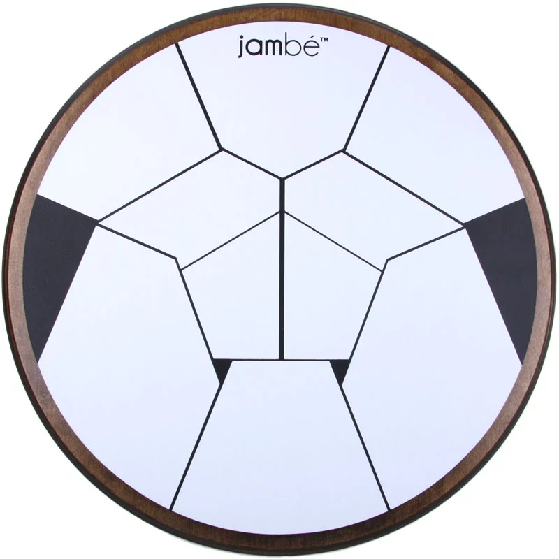 The playing surface of the Jambé is divided into 10 pads, with force-sensing resistors mounted beneath