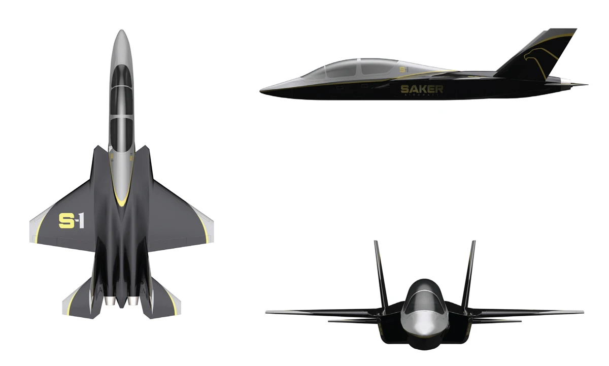 The Saker S-1 measures 40.5 ft (12.3 m) long, 15 ft (4.6 m) high and has a wingspan of 27 ft (8 m)