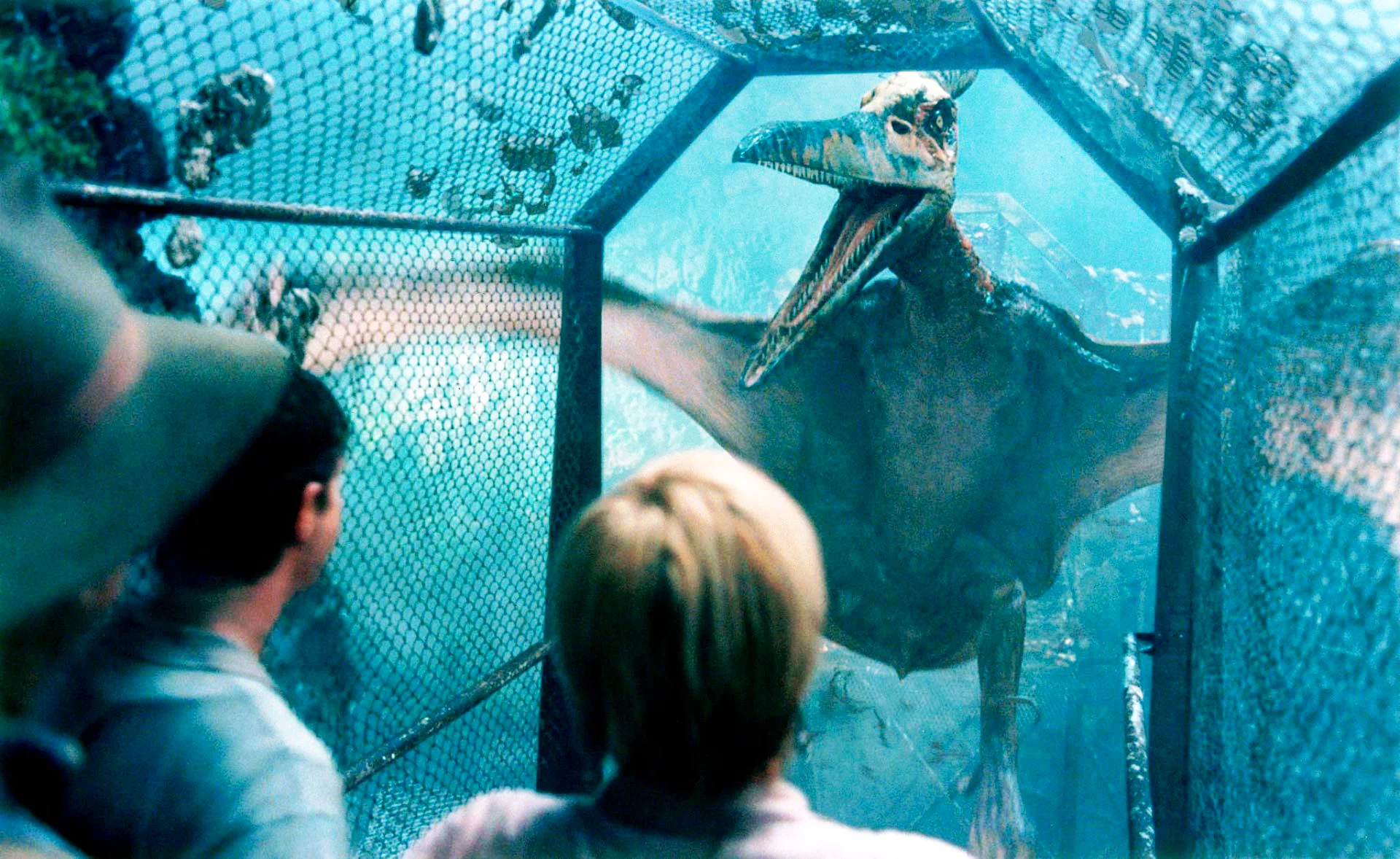 The aviary scene in Jurassic Park III will live in the memory of all those who saw it. That's a Pteranodon, as visualised by Steven Spielberg, being none too happy about having unannounced visitors in its home.