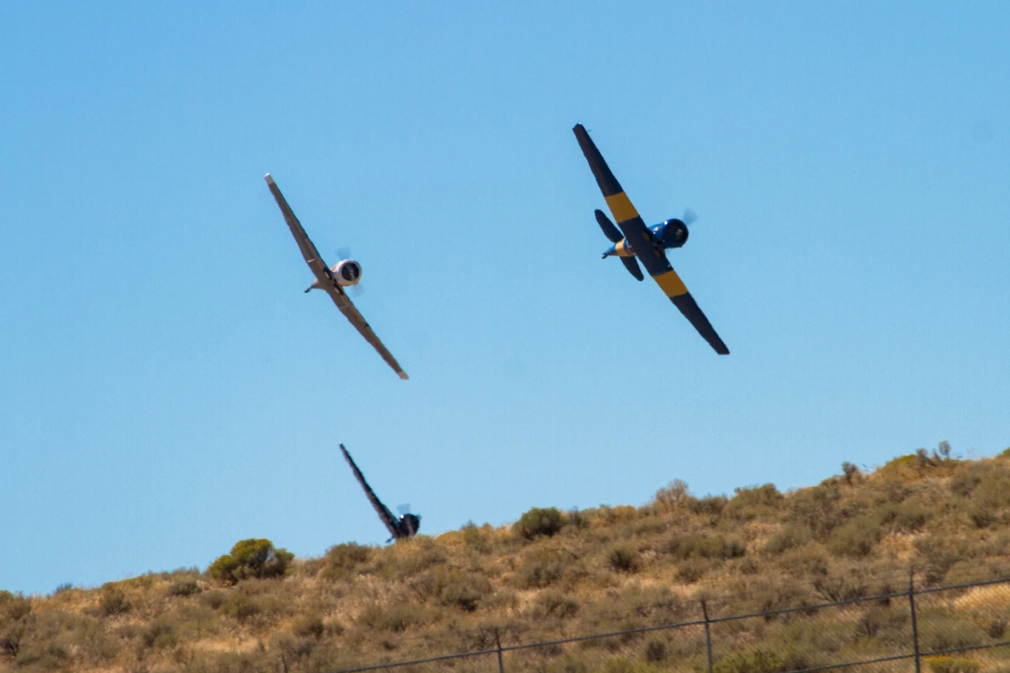 T-6 racers rise up over the horizon: an intimidating sight