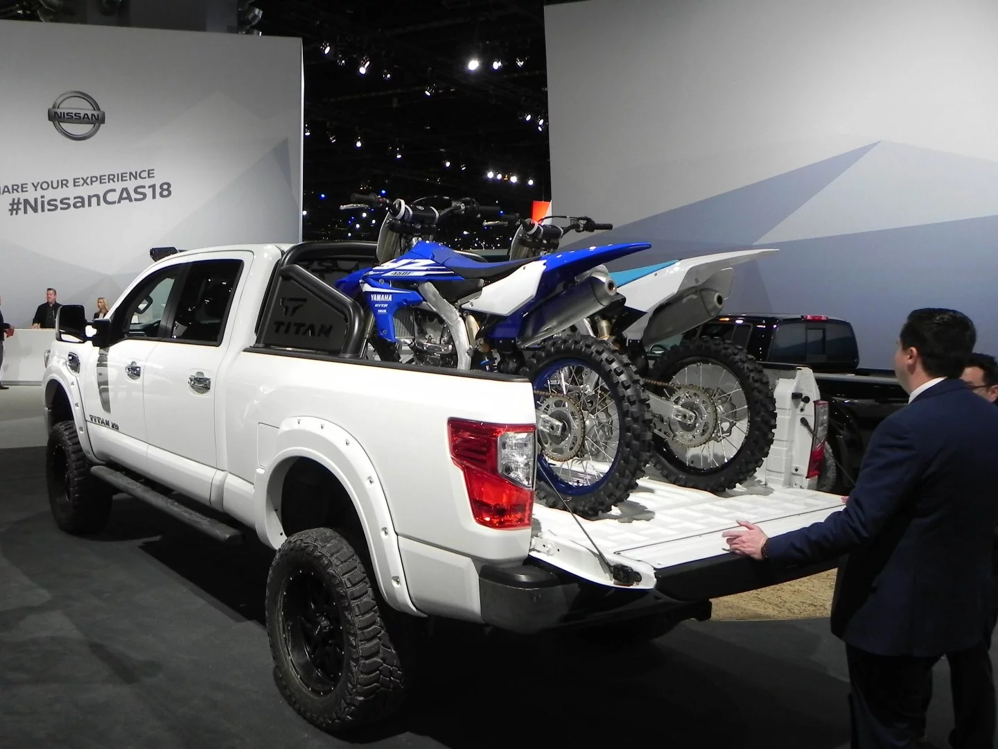 Also on display at Nissan in the Chicago show is this aftermarket six-inch lift and customized Titan XD