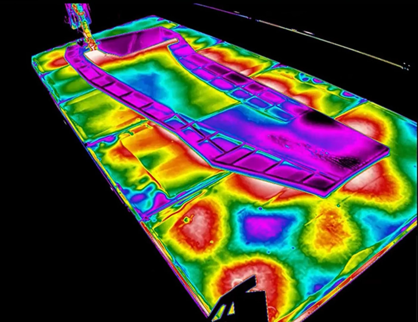 Infrared image of a 3D-printed 777X wing component