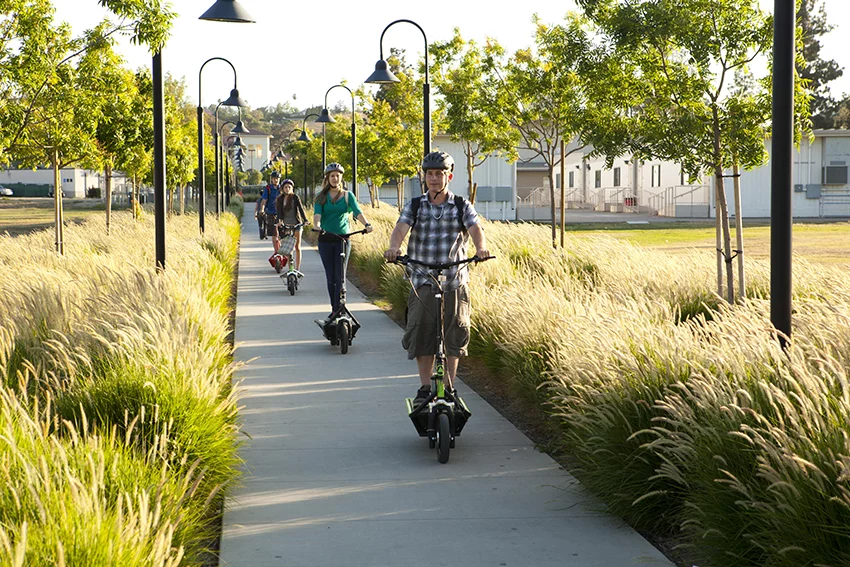 A convoy of Solar Electric Scooters