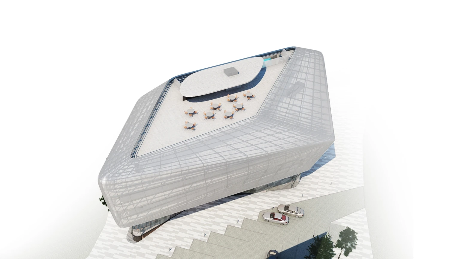 The designs show leisure space at the top of the building as well