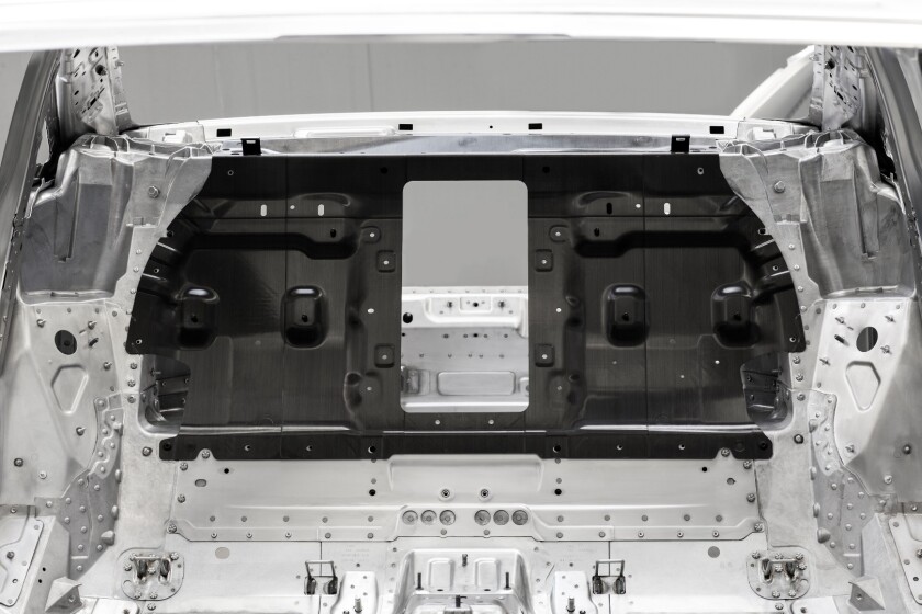 The single largest piece on the A8 chassis is the rear of the passenger cell