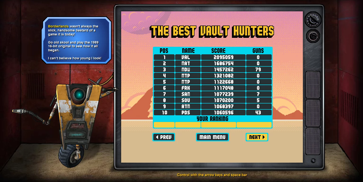 The high score screen which will take a gargantuan effort to appear on