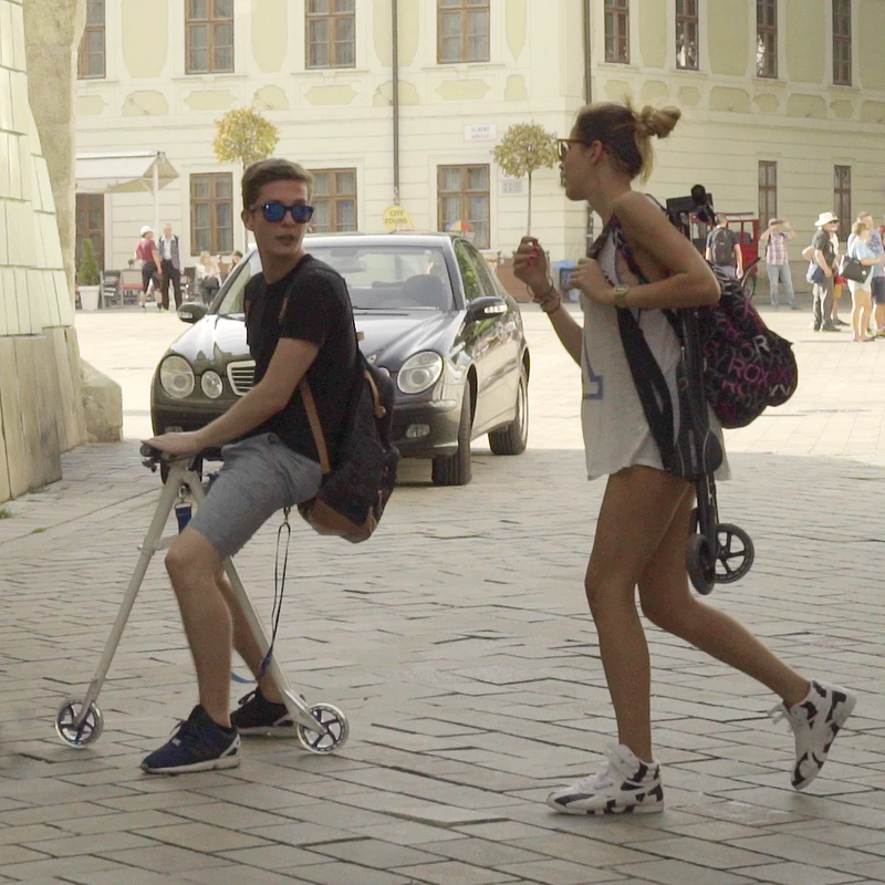 The Wheela scootbike can be easily collapsed and carried