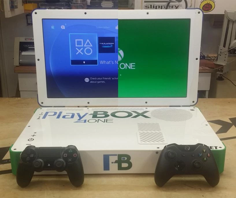 The PlayBox is a Playstation 4 and Xbox One hybrid laptop created by modder Edward Zarick (Photo: Edward Zarick)