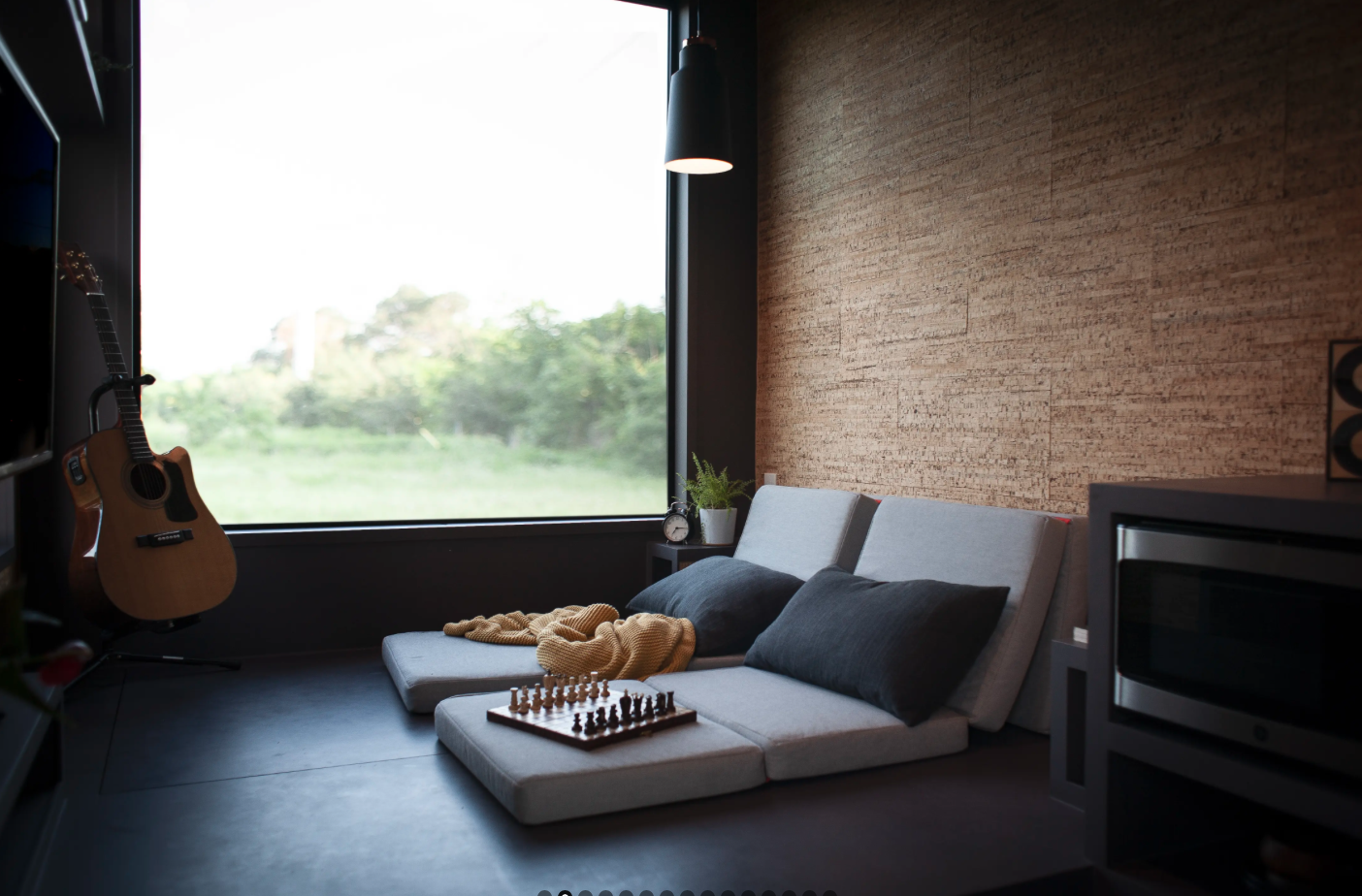 The S'Mouse City Model's living room includes a sofa bed that sleeps two