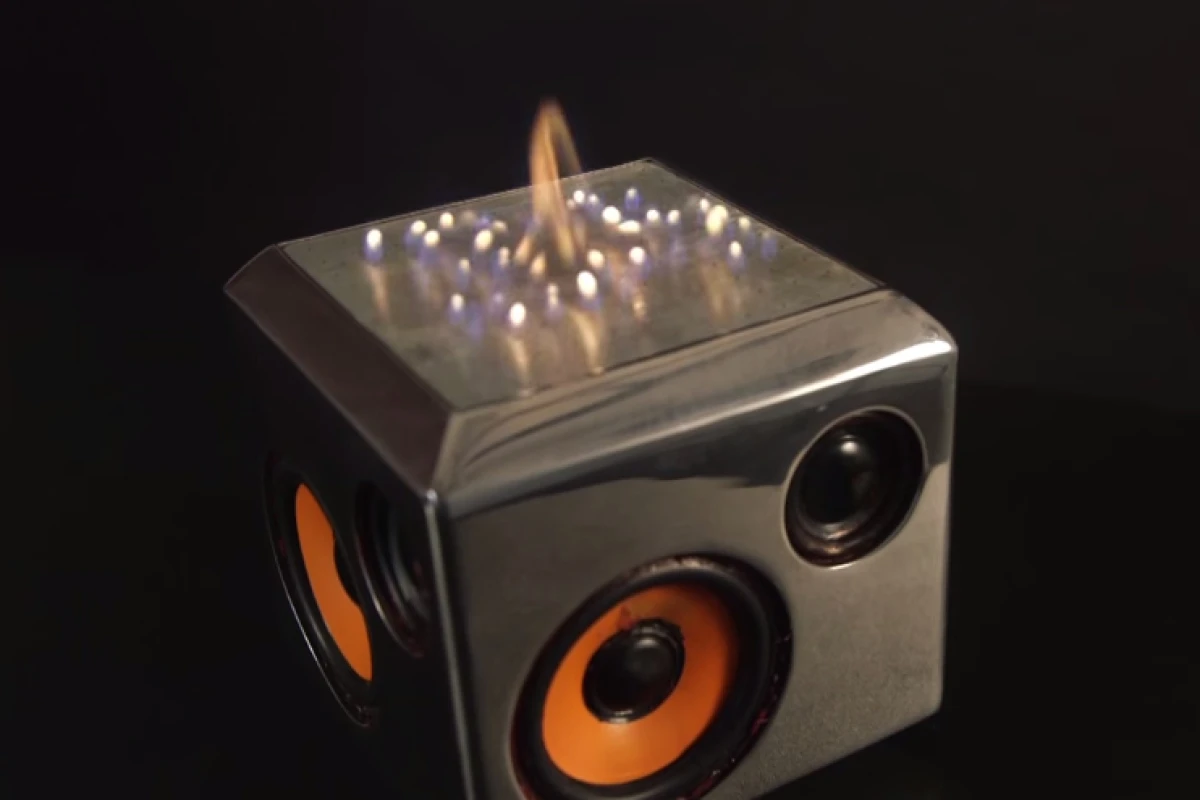 The Sound Torch Bluetooth speaker adds a visual element to your music with the addition of a pyro board