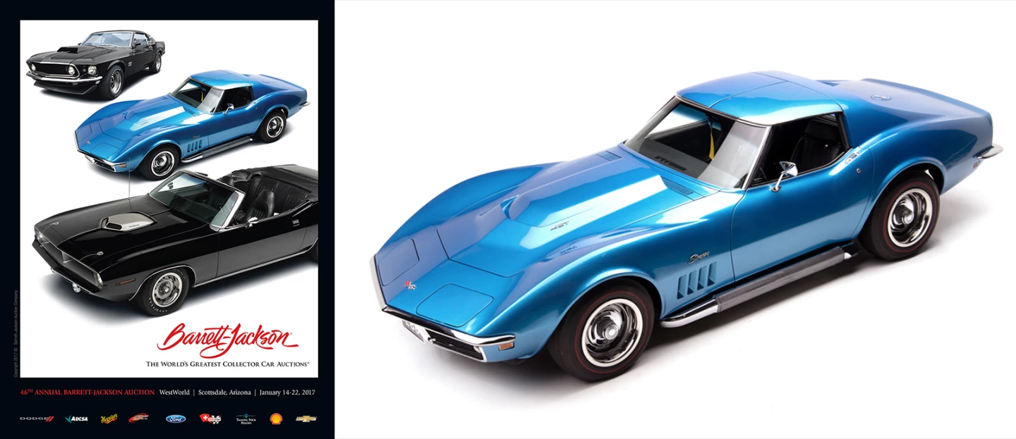 This 430hp, Le Mans Blue, 427 ci L88 Corvette has undergone a rotisserie restoration and is particularly well-credentialed to challenge the record. It is fitted with factory side pipes, has just 16,482 original miles, and achieved a Triple Diamond status in 2013 with a NCRS Top Flight Award, Bloomington Gold Award and was also featured in the February 2015 issue of 'Vette magazine.