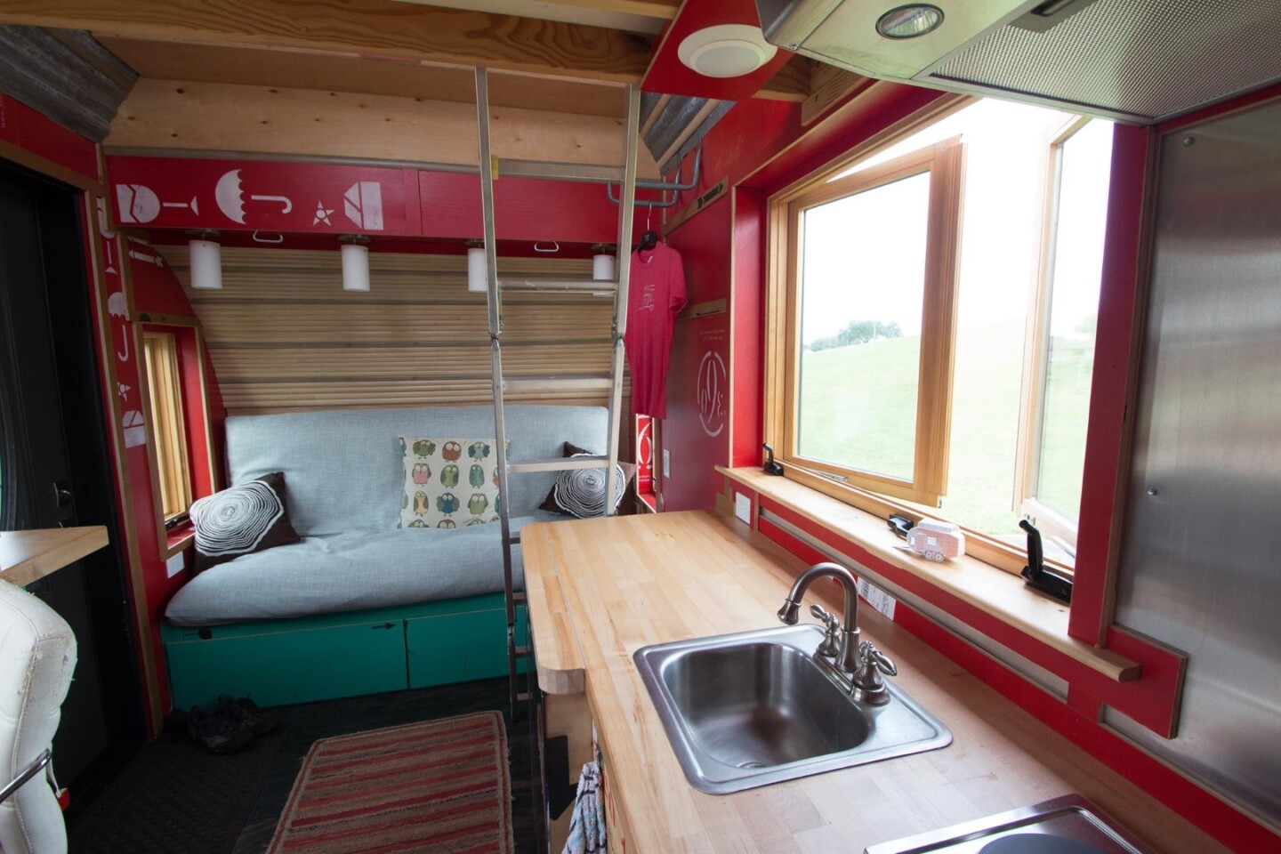 The large sofa features storage space underneath