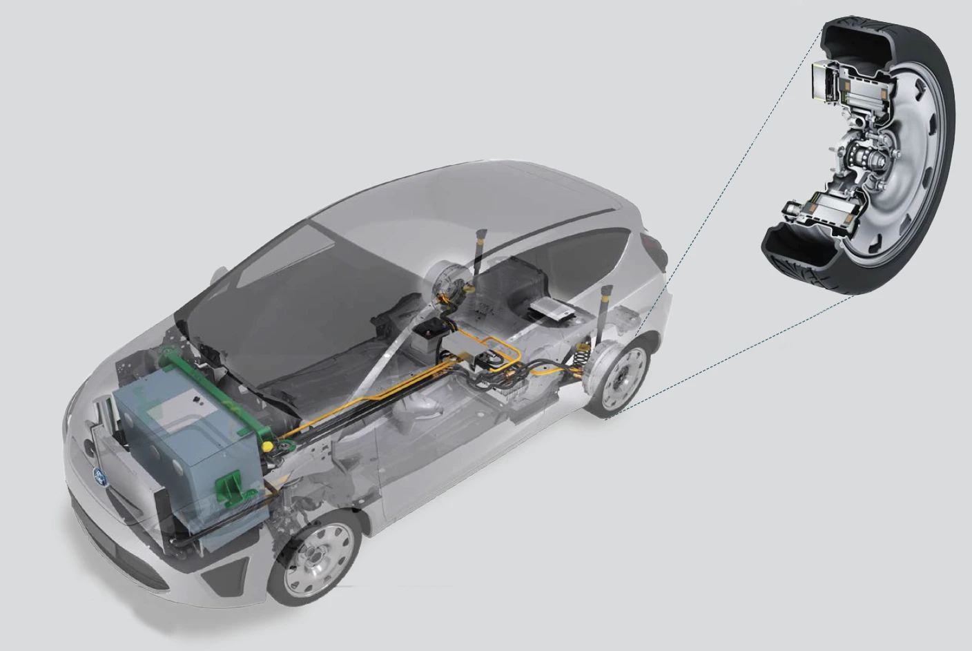 Cutaway view of the eWheelDrive hub motor