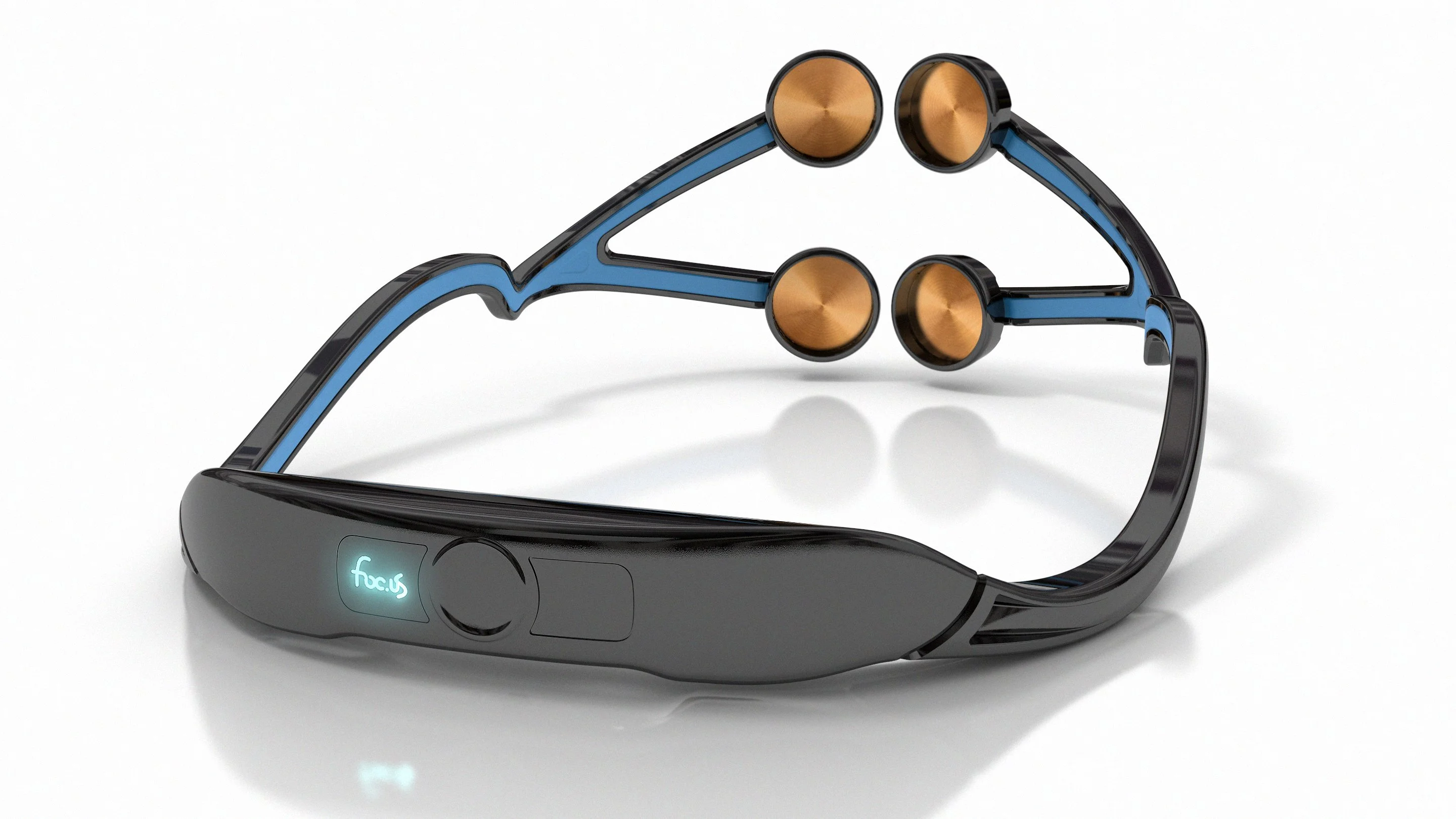 The headset itself is built around a Bluetooth low energy system chip from Texas Instruments connected to an array of four electrodes