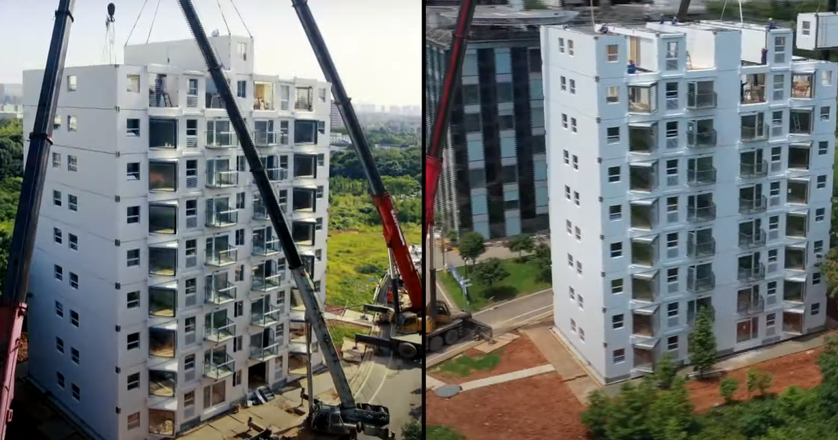 Amazing video shows 10-story high-rise built in a day