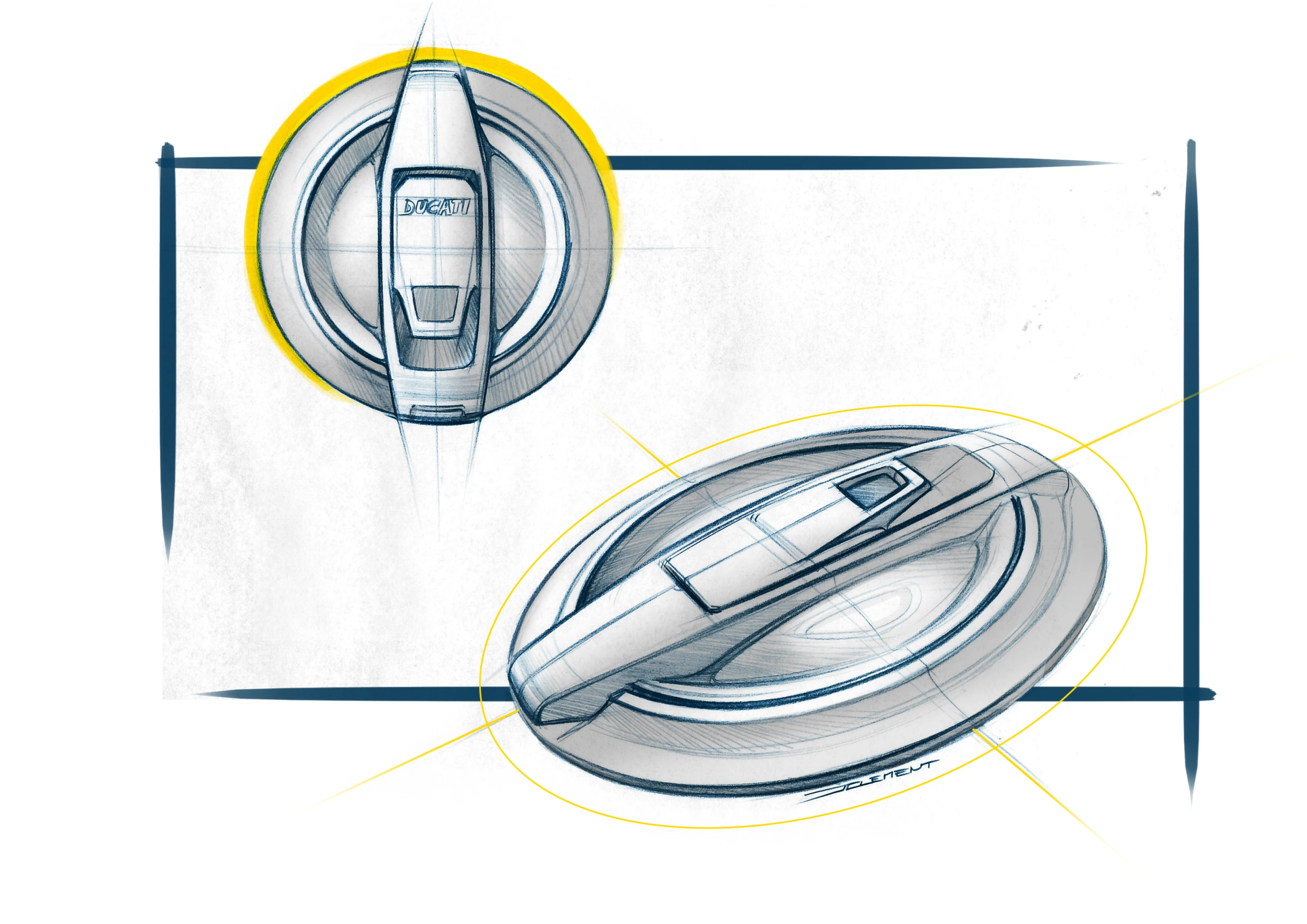 Ducati Scrambler fuel cap design sketch