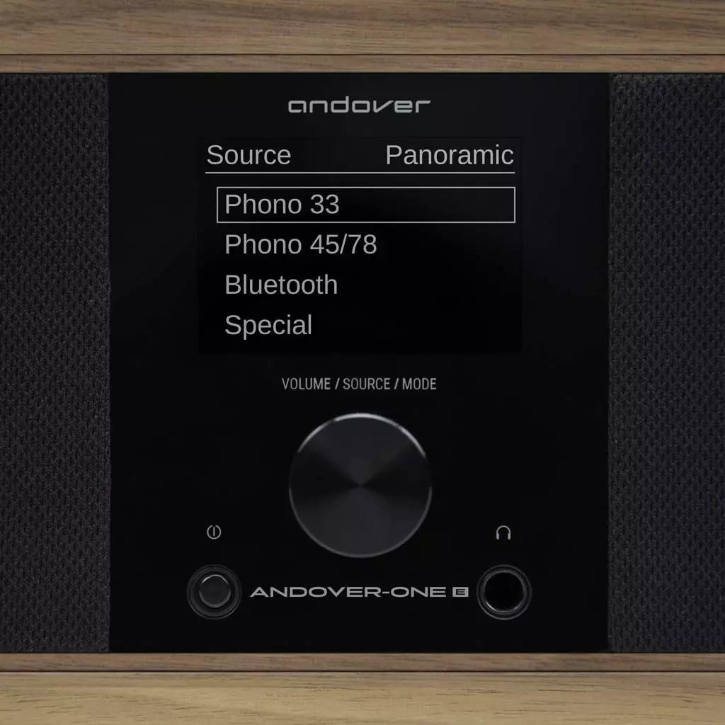 Volume and settings are adjusted via one-knob control