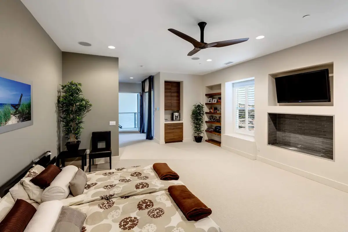 The Haiku with SenseME technology ceiling fan uses a range of sensors to regulate temperature and detect when someone enters the room
