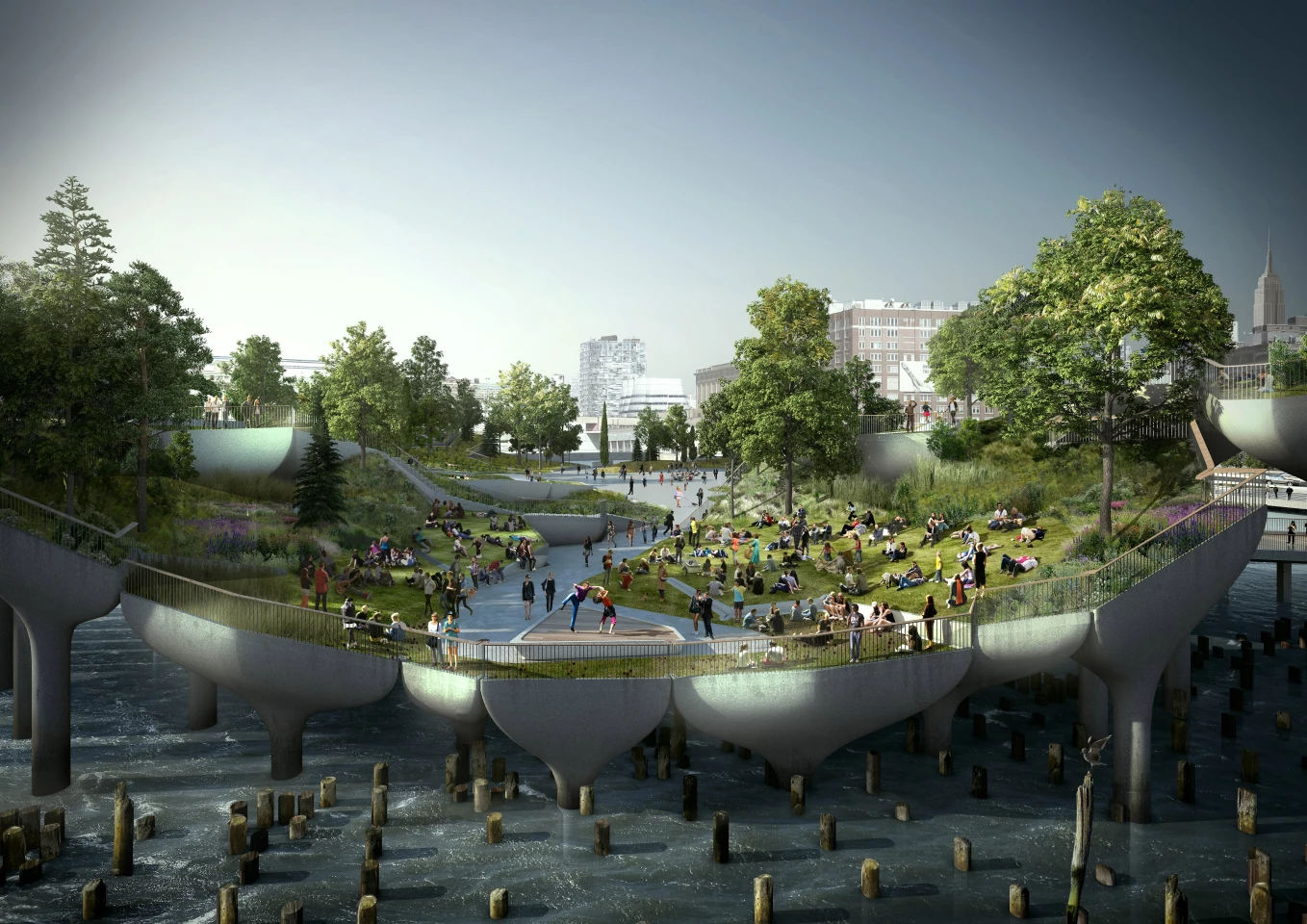 Little Island was partly inspired by the old wooden pilings from a previous pier that were already on the site