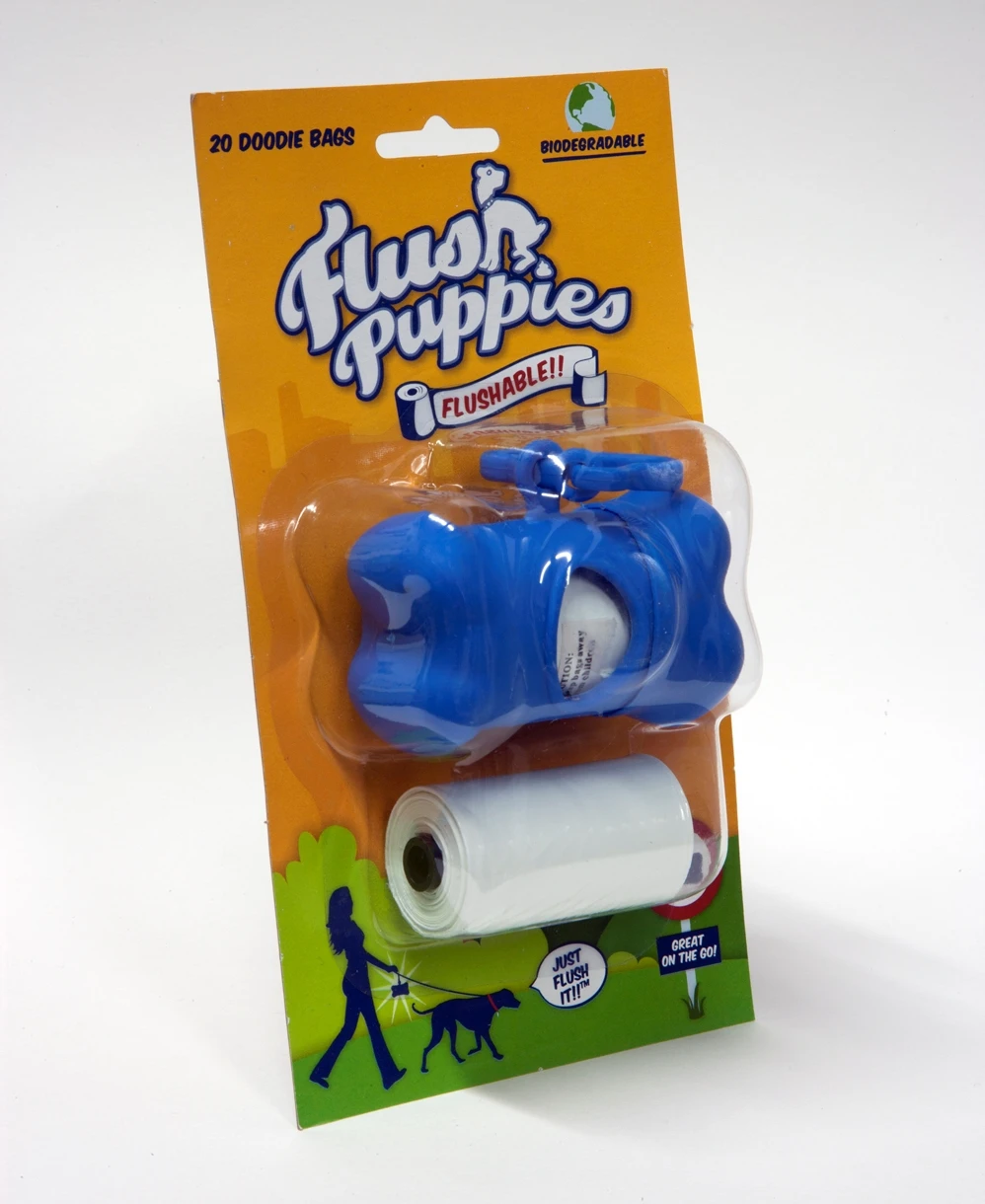 As with most dog poop bags, Flush Puppies can be purchased with a wearable dispenser