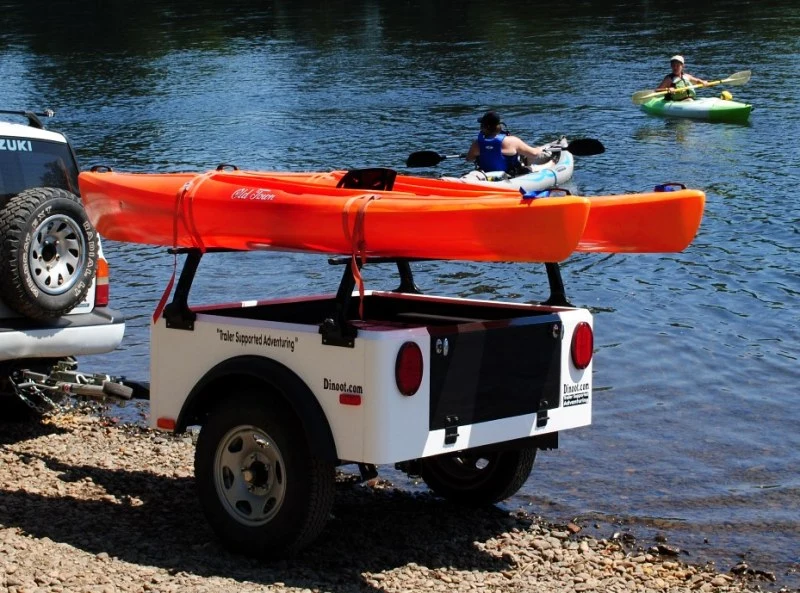 Compact Camping Concepts says that its kayak trailer is comparably priced to pre-built models but offers more hauling capacity thanks to its tub