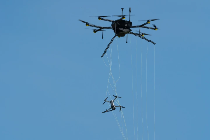 The AUDROS setup's Eagle One octocopter, with its captured quarry