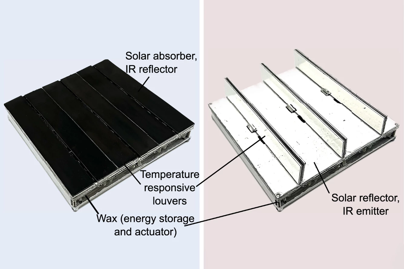 UCSB's adaptive roof tiles are actuated by the phase changes of wax, and can passively stabilize room temperature to radically reduce the energy cost of heating and cooling