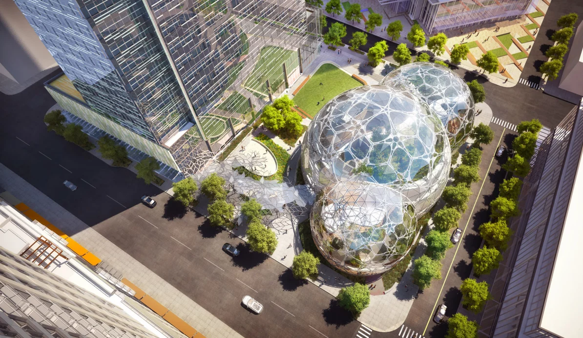 Elevated view of the Amazon domes (Image: NBBJ)