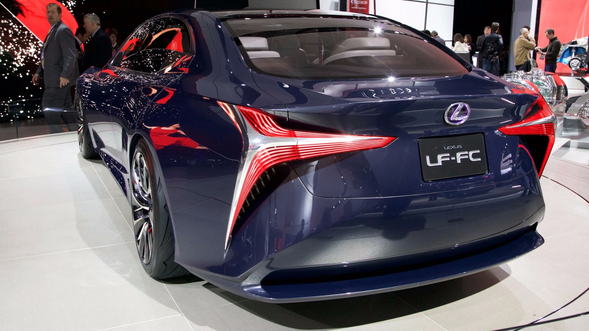 The car's taillights are in the same shape as the LC500, a new Lexus signature