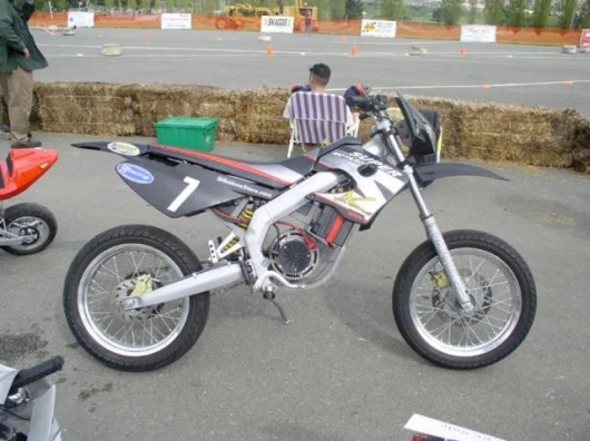 The first day at the racetrack and the brand-new day-old, bouncing baby supermotard is napped in all its glory - several minutes later, it had won its first race!