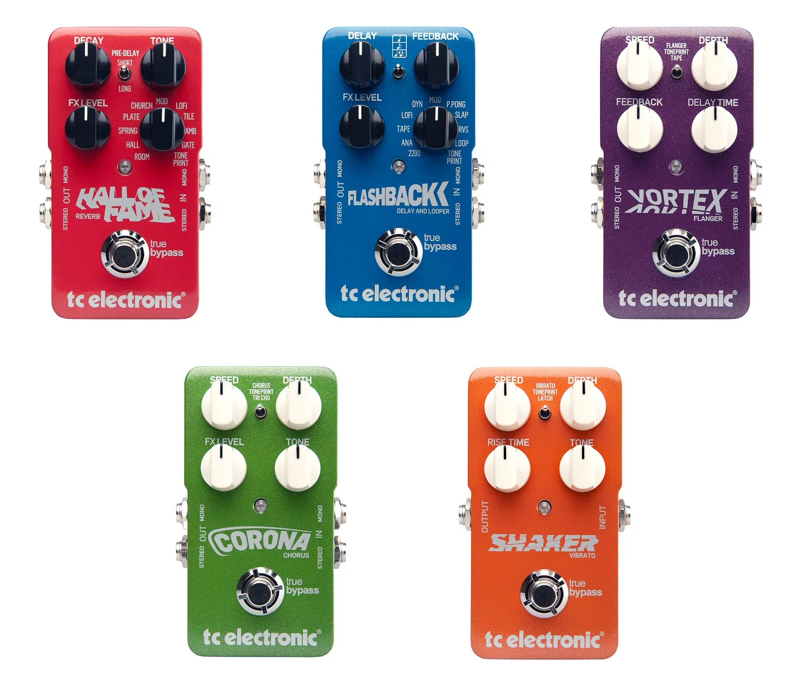 The range of TonePrint-enabled pedals from TC Electronic