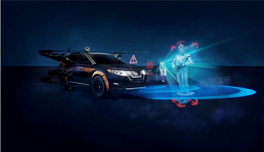 Nissan's augmented reality displays will hit showrooms in the leadup to Christmas, using Star Wars characters to talk you through the cars' safety features