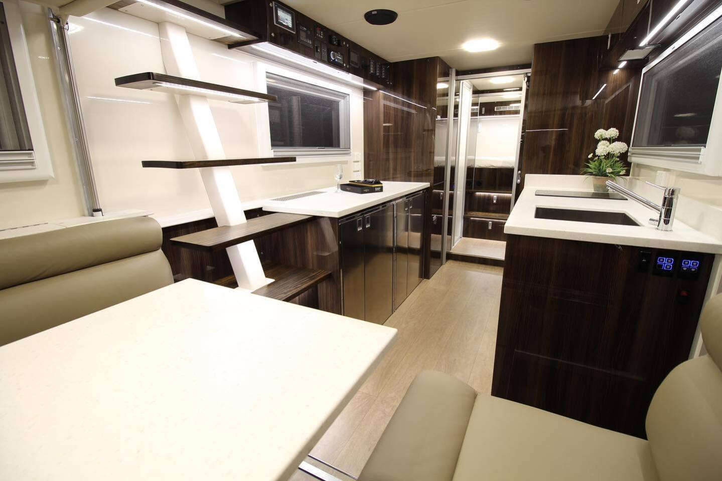 Sitting at the front dinette looking back