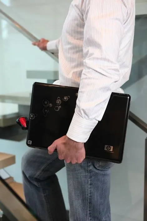 When docked, the Swiftmouse can go anywhere your laptop goes