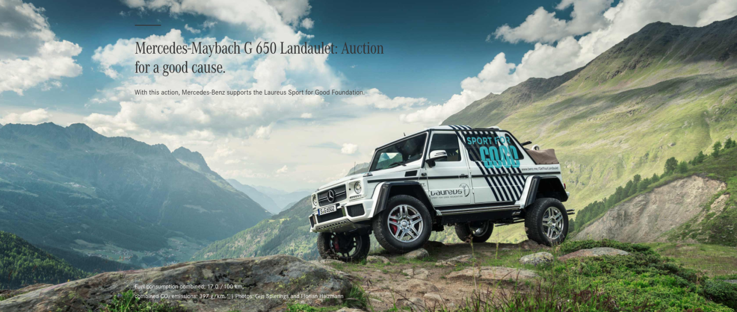 One of the 99 cars produced was held back by Mercedes-Benz, and will be auctioned new during the Zoute Grand Prix in Knokke, Belgium. The automotive heritage event is one of the stars of the global classic car calendar, and includes a Bonhams auction of elite automobiles. Mercedes-Benz kept the only unspoken-for Maybach G650 Landaulet for one of its pet charities, the Laureus Sport for Good Foundation and it will be auctioned by Bonhams on the weekend of the October 6, 2017, with all proceeds going to the foundation.