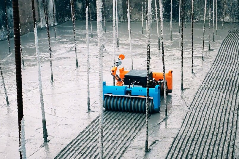 Along with its sensors, the robot is also guided by a computer model of the construction project