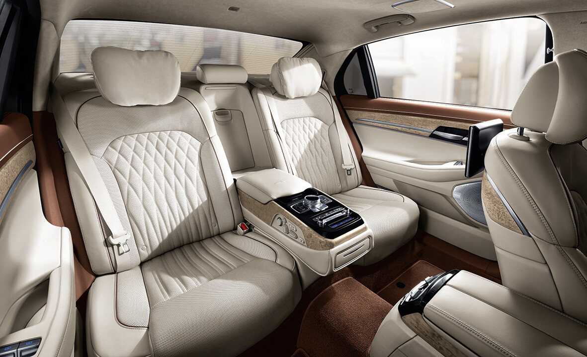 The 2023 Genesis G90 has a very plush rear seat, offering two bucket-style seats and an optional middle seat.