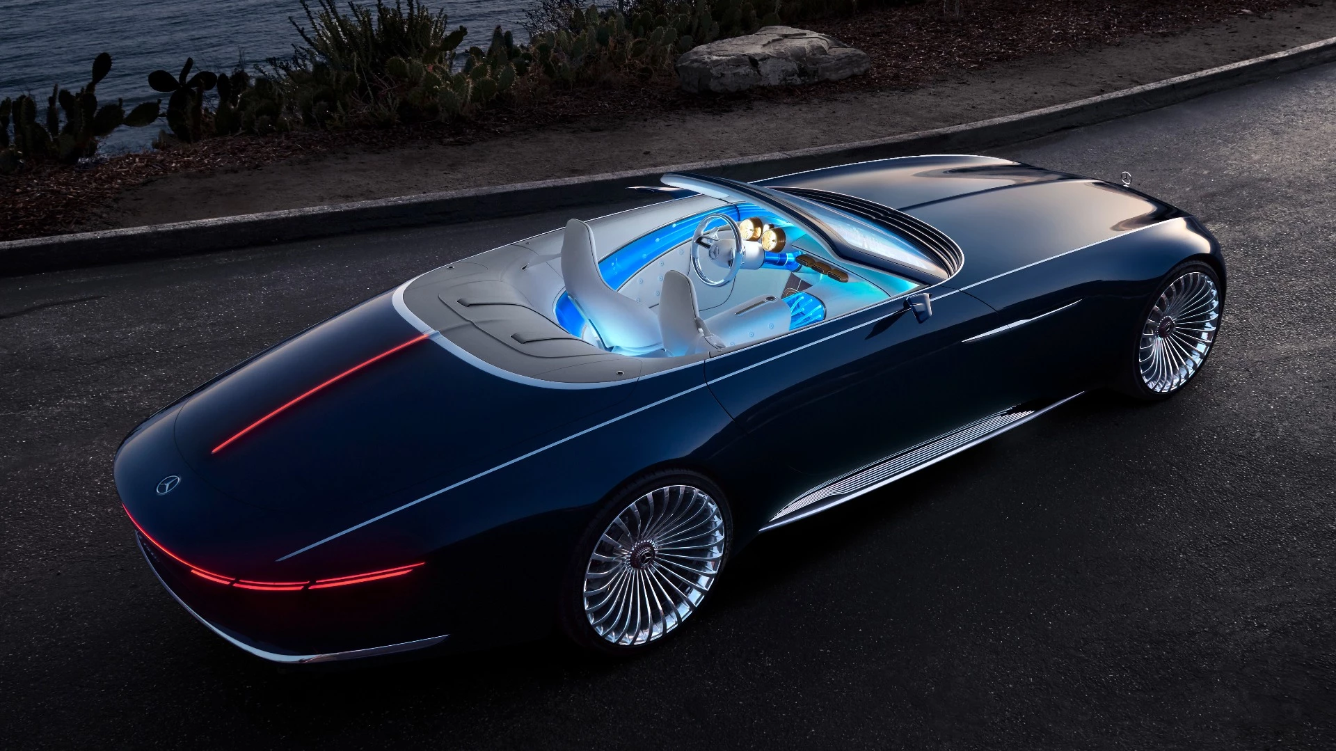The 2017 Vision Mercedes-Maybach 6 Cabriolet is the droptop version of the Vision Mercedes-Maybach 6 Coupé presented at Pebble Beach in 2016