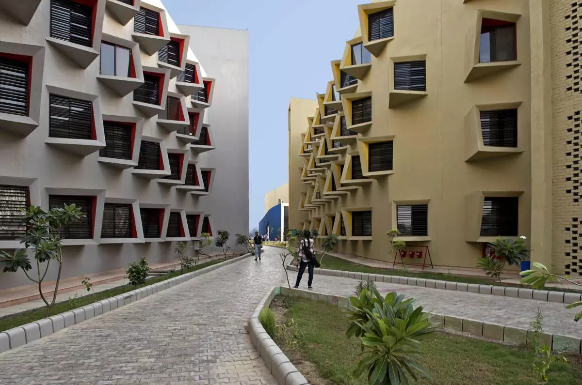 The Street, Mathura, Uttar Pradesh, India by Sanjay Puri Architects. A winner in the "Multi-family Housing" category at the 2018 International Architecture Awards and home to 800 students