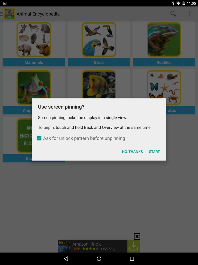 Pinning an app locks out access to the rest of the device
