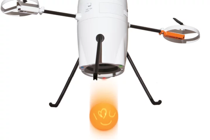 The iStrike Shuttle sports an official range of around 30 feet (nine meters) and can fly for around eight minutes on one charge
