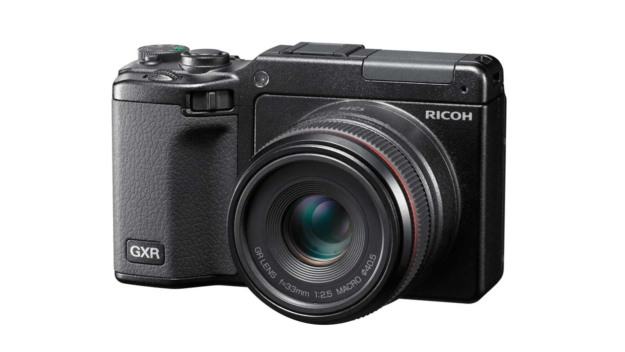 The Ricoh GXR with the A12 50mm lens module installed (the new A12 28mm unit should look similar)