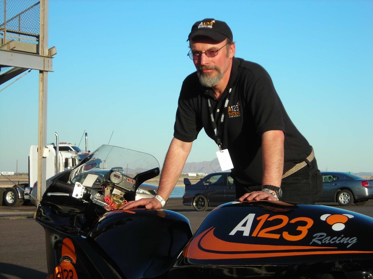 Bill Dube' with the Killacycle drag bike