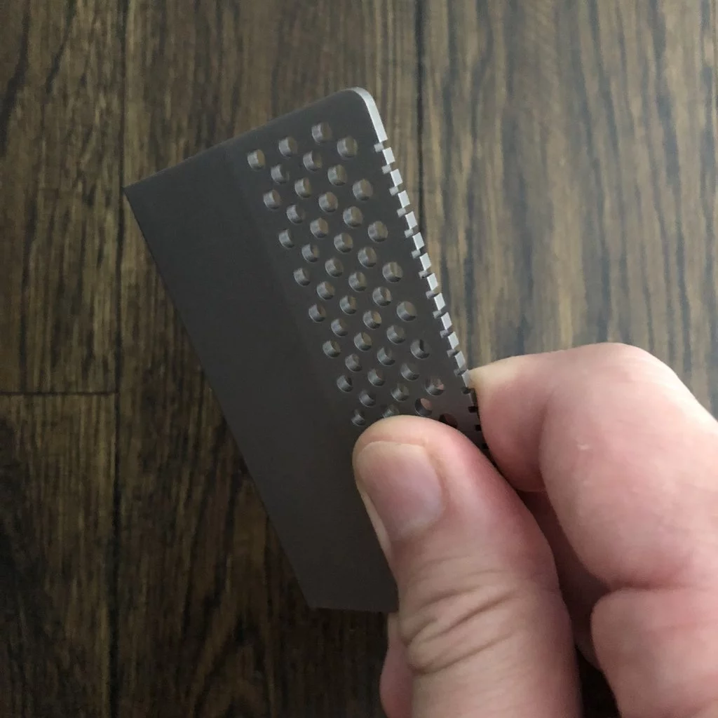 One half of the Lynx knife is covered in perforations for easy gripping